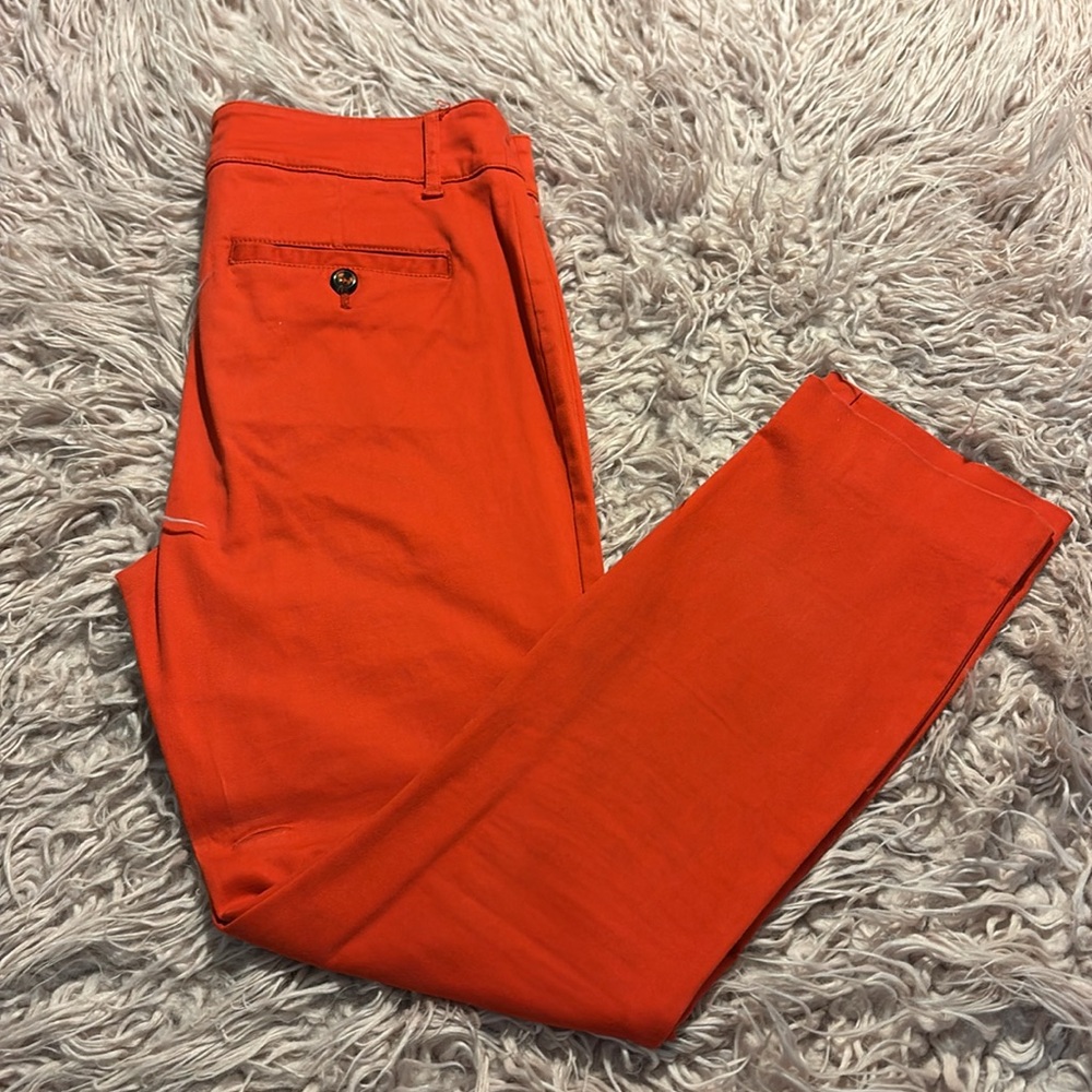 Anthropologie Brushed Twill Khaki Cropped Straight Leg Pants